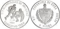 Kuba 5 Pesos Silber XIV. Olympische Winterspiele, Sarajevo 1984 - Eishockey Auflage 5.000!!! -