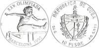 Kuba 10 Pesos Silber XXV. Olympische Sommerspiele, Barcelona 1992 - Hürdenlauf -