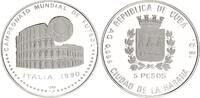 Kuba 5 Pesos Silber 1990 Fußball-Weltmeisterschaft Italien /Kolosseum -