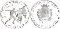Kuba 5 Pesos Silber Fußball WM 1990 Italien, Spieler -