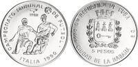 Kuba 5 Pesos Silber Fußball-Weltmeisterschaft 1990 Italien -