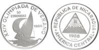 Nicaragua 50 Cordobas Silber XXIV. Olympische Sommerspiele, Seoul 1988 -