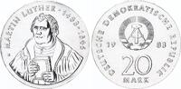 Deutschland / DDR 20 Mark Silber Martin Luther J.1591 -