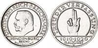 Weimarer Republik 5 Mark Silber Schwurhand - 10 Jahre Verfassung J.341 -