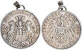 Kaiserreich - Hamburg Patriotischer Anhänger Silber aus 5 Mark -
