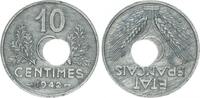 Frankreich 10 Centimes Fehlprägung Frankreich 10 Centimes Fehlprägung 1942, Loch versetzt -