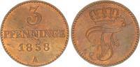 Mecklenburg-Schwerin 3 Pfennige Mecklenburg-Schwerin 3 Pfennige 1858 A, Friedrich Franz II. 1842-1883 * vz+ -