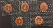 Deutschland 1 Pfennig 1 Pfennig 1994 A,D,F,G,J 5 Münzen komplett Stempelglanz, in Folie !!! -