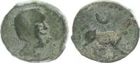 Antikes Griechenland / Ibero- Kelten AE 20, ev.Quadrans Castulo, männl. kopf n.r., RV: Stier n.r., dar. aufg. Mond -