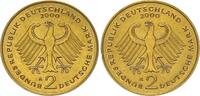 Deutschland - BRD 2 DM Probe BRD 2 Mark Probe 2000 A ohne Randinschrift 2x Adlerseite in Kupfer-Messing -