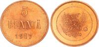 Finland 5 Pennniä Finnland / Russland 5 Penniä Kupfer 1917 Prägefrisch -