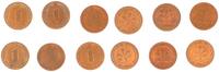 Deutschland - BRD Lot 1966 - 1968 6x 1 Pfennig FDC-., kräftige Kupferpatina