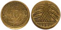 Deutschland - Weimarer Republik 10 Rentenpfennig 10 Pfennig 1924 F J.309 Fehlprägung: 5-10% dezentriert, ohne Riffelrand (2) -