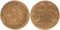 Weimar 50 Pfennig dezentriert Fehlprägung: 50 Pfennig 1924 A 5 % dezentriert -