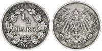 Kaiserreich Deutschland 1/2 Mark Deutsches Kaiserreich, 1/2 Mark Silber 1909 F -