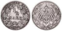 Kaiserreich Deutschland 1/2 Mark Deutsches Kaiserreich, 1/2 Mark Silber 1908 J -