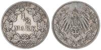 Kaiserreich Deutschland 1/2 Mark Deutsches Kaiserreich, 1/2 Mark Silber 1909 G -