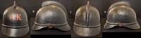 Deutschland Feuerwehrhelm alter Feuerwehrhelm mit Messingkamm mit rotem AK -