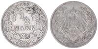 Kaiserreich Deutschland 1/2 Mark 1/2 Mark Silber 1907 J -