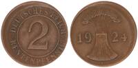 Deutschland / Weimar 2 Pfennig Weimar 2 Renten Pfennig 1924 F Fehlprägung: 10% dezentriert -