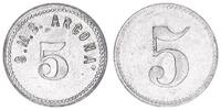 Kolonien / Samoa / China / Kiautschou 5 Pf. Schiffsgeld SMS Arcona Kolonien: 5 Pf. Schiffsgeld SMS Arcona vz-prägefrisch -