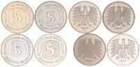 Deutschland / Bundesrepublik 5 Mark 5 DM Kursmünze 1977 DFGJ 4 Stück komplett TOP-Erhaltung prägefrisch-stempelglanz -