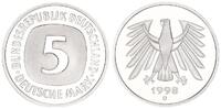 Deutschland / Bundesrepublik 5 Mark 5 DM Kursmünze 1998 D TOP-Erhaltung - Seltenes Jahr Polierte Platte (PP, Proof) -