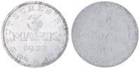 Deutschland - Weimarer Republik 3 Mark Fehlprägung Inflationszeit 3 Mark Aluminium 1922 A Fehlprägung einseitig geprägt -