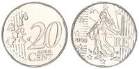Frankreich 20 Cent Frankreich Fehlprägung 20 Cent 1999 auf Kupfer-Nickel Schrötling -