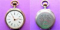 Schweiz, DAMEN Taschen UHR, DAMEN TASCHENUHR, Silber - 0,800, Zylinderhemmung, gute Funktion, ca. 1900, -