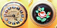 Schweiz, Damen Taschen-/Anhängeruhr, niedliche HALSKETTEN UHR mit Rosen, gute Funktion, eher neuerer Bauart, -