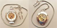 unbek. Herstellungsland, HERREN Taschen UHR, zierliche SKELETT- TASCHENUHR, 3 gute Gläser, gut verchromt,Kette-gute Funktion, -