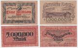 Deutschland/ Württembergische Notenbank 1 und 5 Mio Mark-Schein Deutschland/ Württembergische Notenbank, LOT: 1 und 5 Mio Mark-Schein, 1923 -