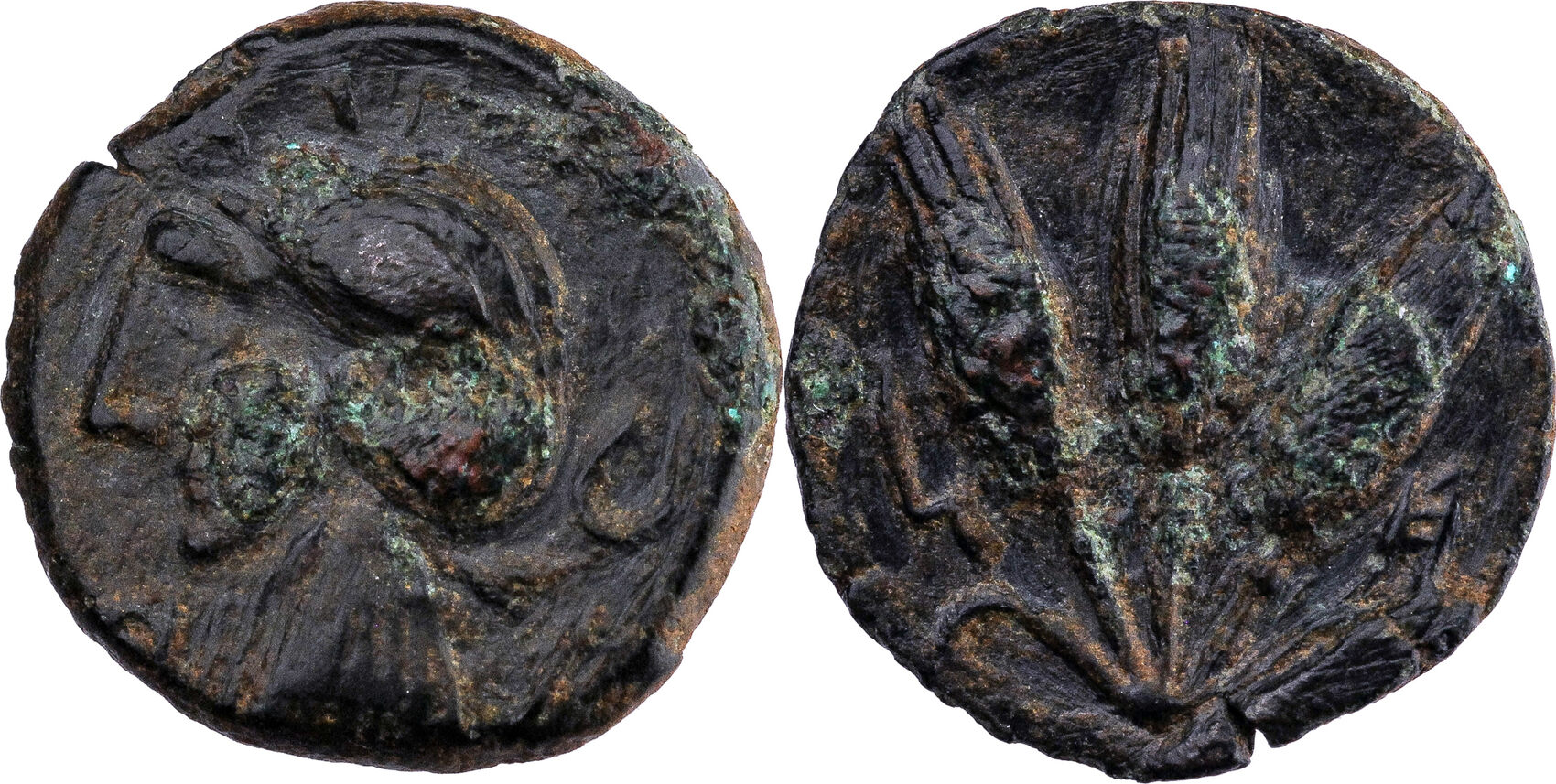 Pièce Antique Maurétanienne - Quart D'unité AE En Bronze, Iol Césarée, 3e-2e Siècle Av. J.-C.