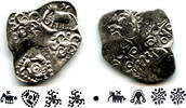 Antike Extremely nice and rare double-sided coin! Silver punchmarked 1/2 karshapana fro -