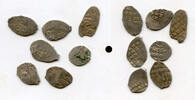 Antike Lot of 7 various silver wire kopeks, 16th-17th century, Russia -