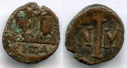 Antike follis Rare 1/2 of Justin II , Carthage mint, Byzantine Empire -