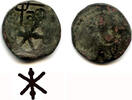 Mittelalter Copper Golden Horde pul with a Christogram countermark by the Genoese in Caffa -