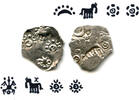 Antike Extremely nice and rare double-sided coin! Silver punchmarked 1/2 karshapana fro -