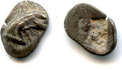 Antike obol Ancient Greek silver 1/4 or tetartemorion, Teos, Ionia, ca. 540-478 BC - he -