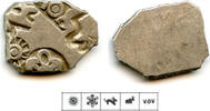 Antike RR silver karshapana, Nanda period (ca.345-323 BC), Magadha, India (G/H #360) -
