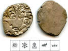Antike Silver karshapana, Nanda period (c.345-323 BC), Magadha, India (G/H 443) -