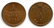 Europa 1 penni Copper Nicholas II (1894-1917), 1914, Finland under Russian Empire -