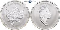 5 Dollar 2001 Kanada 1 Unze Silber Maple Leaf, Privy Mark Schlange, Lunar Serie Stempelglanz mattiert