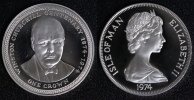 Isle of Man 1 Crown 100. Geburtstag Winston Churchill - Elisabeth II. (Silber) -