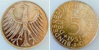 Deutschland 5 Mark 5 Deutsche Mark 1951 J stempelglanz Silberadler 5 DM -