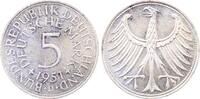 Deutschland 5 DM 5 DM 1951 D f stgl J 387 f. stgl Erstabschlag -
