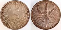 Deutschland 5 DM 5 DM 1959G, bfr/stgl,sehr deutliche Prägung, leichte Patina -