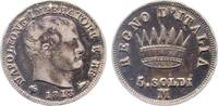 5 Soldi 1813 M, Italien Napoleone min.Rf., schöne Patina Napoleone ss/vz