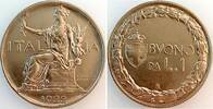 1 Lira 1922 R Italien, Nickel, fast prägefrisch SPL
